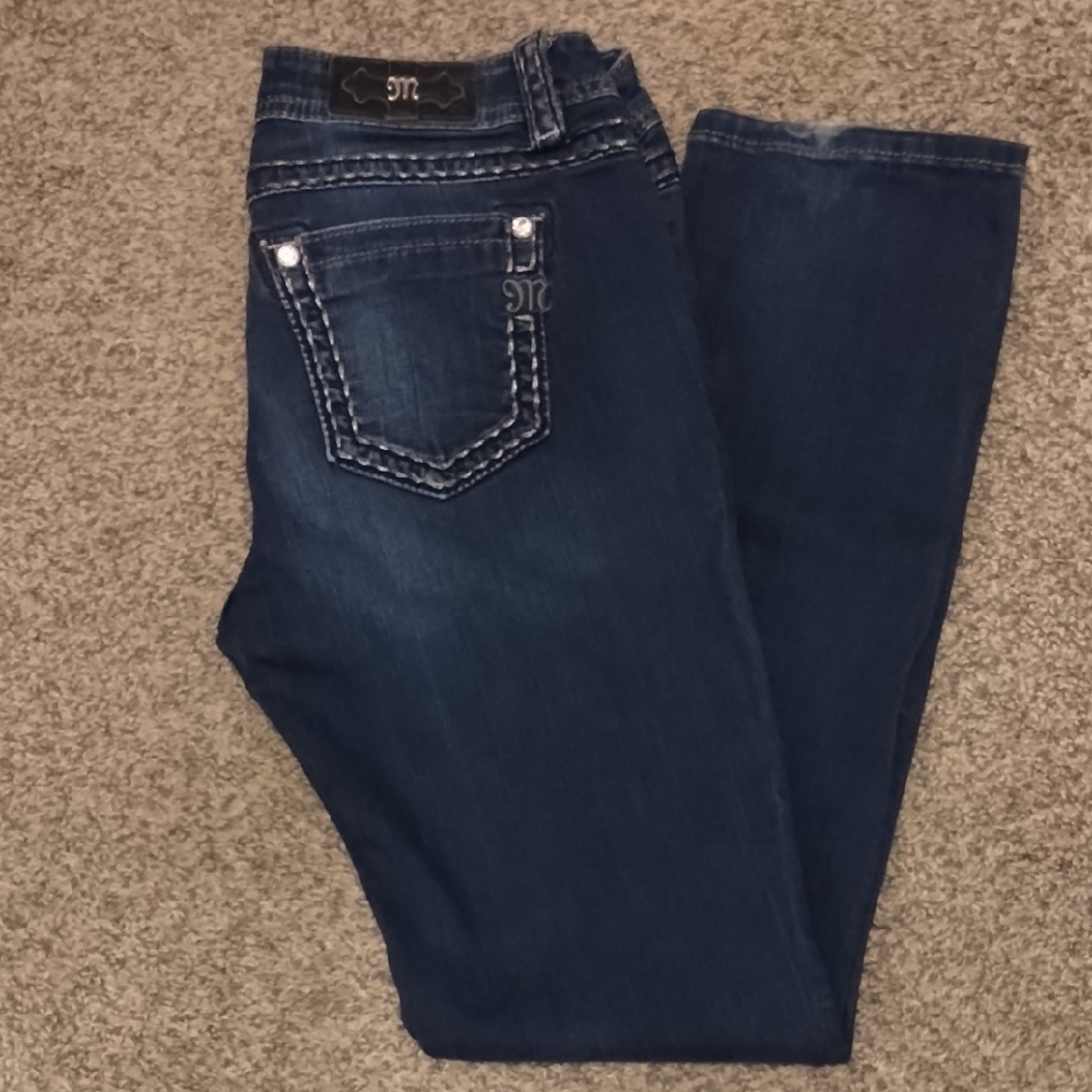 Miss Me Dark Indigo Bootcut Jeans with Contrast Stitching